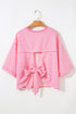 Nautical Lines Striped Bow Back Cutout Wide Sleeve Tee